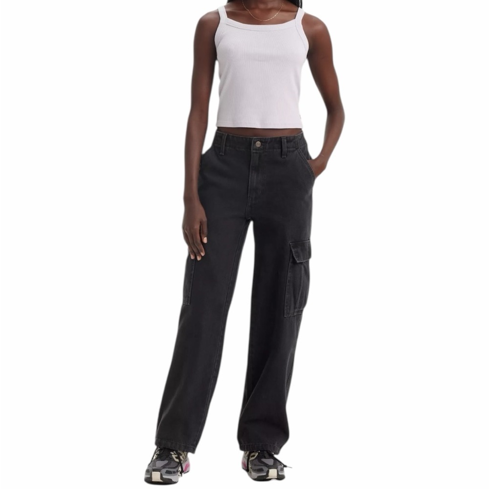 Levi's Women’s New 94 Baggy Cargo Pants‎ Size 32 x 30 Black Y2K Utility